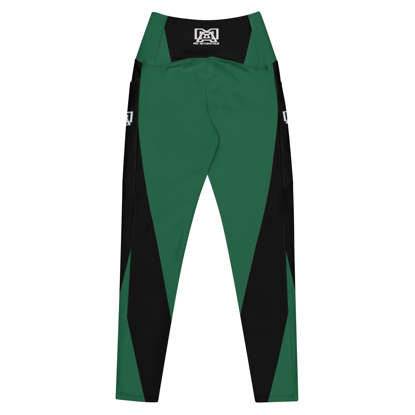 Moi Authentic classic black and green Leggings with pockets