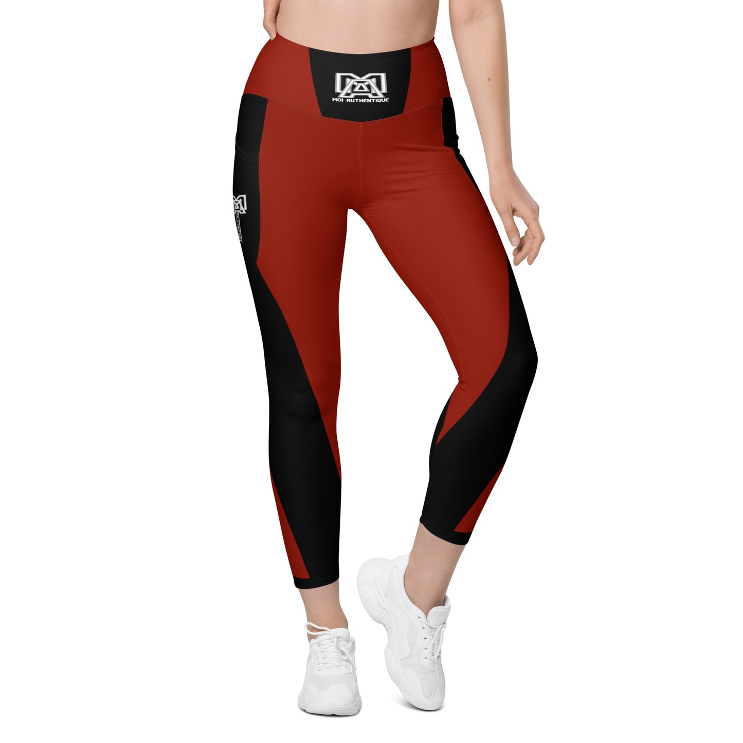 Moi Authentique Classic Red and Black Leggings With Pockets