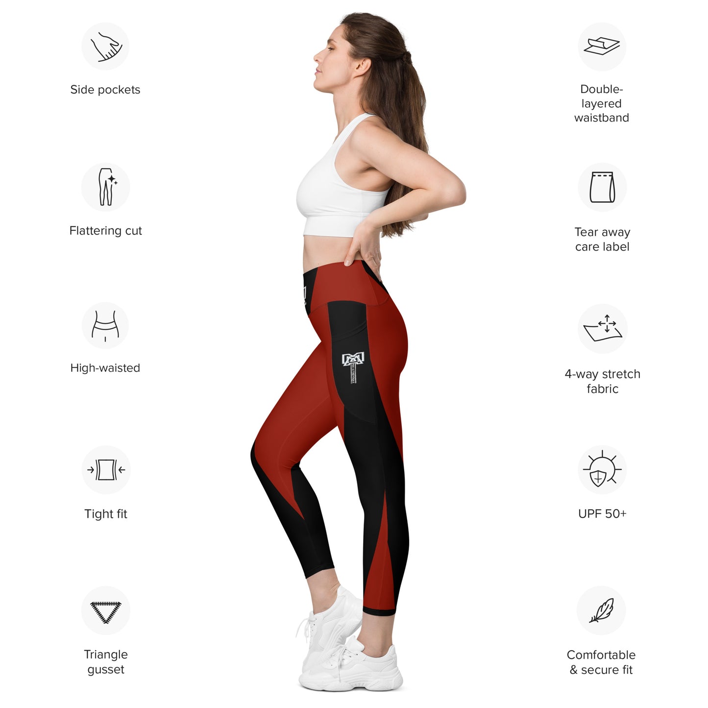 Moi Authentique Classic Red and Black Leggings With Pockets