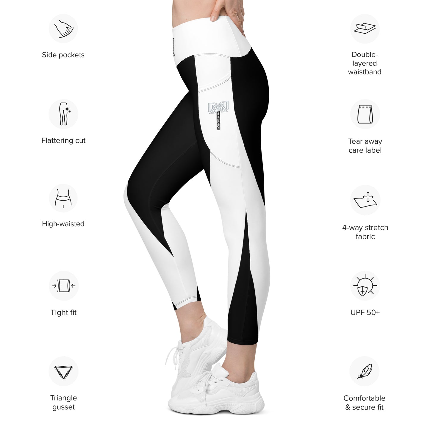 Moi Authentique Classic Black and White Leggings With Pockets