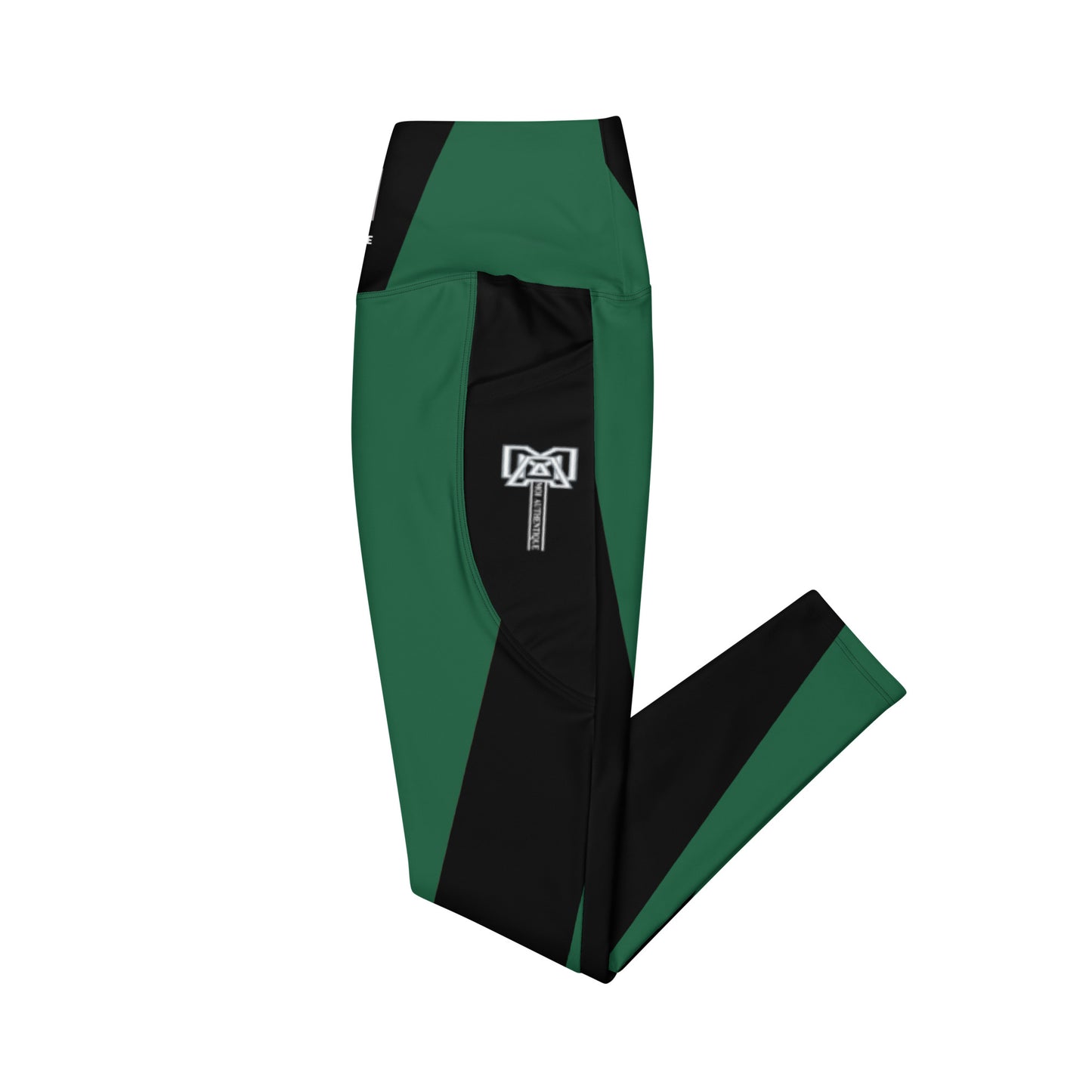 Moi Authentic classic black and green Leggings with pockets