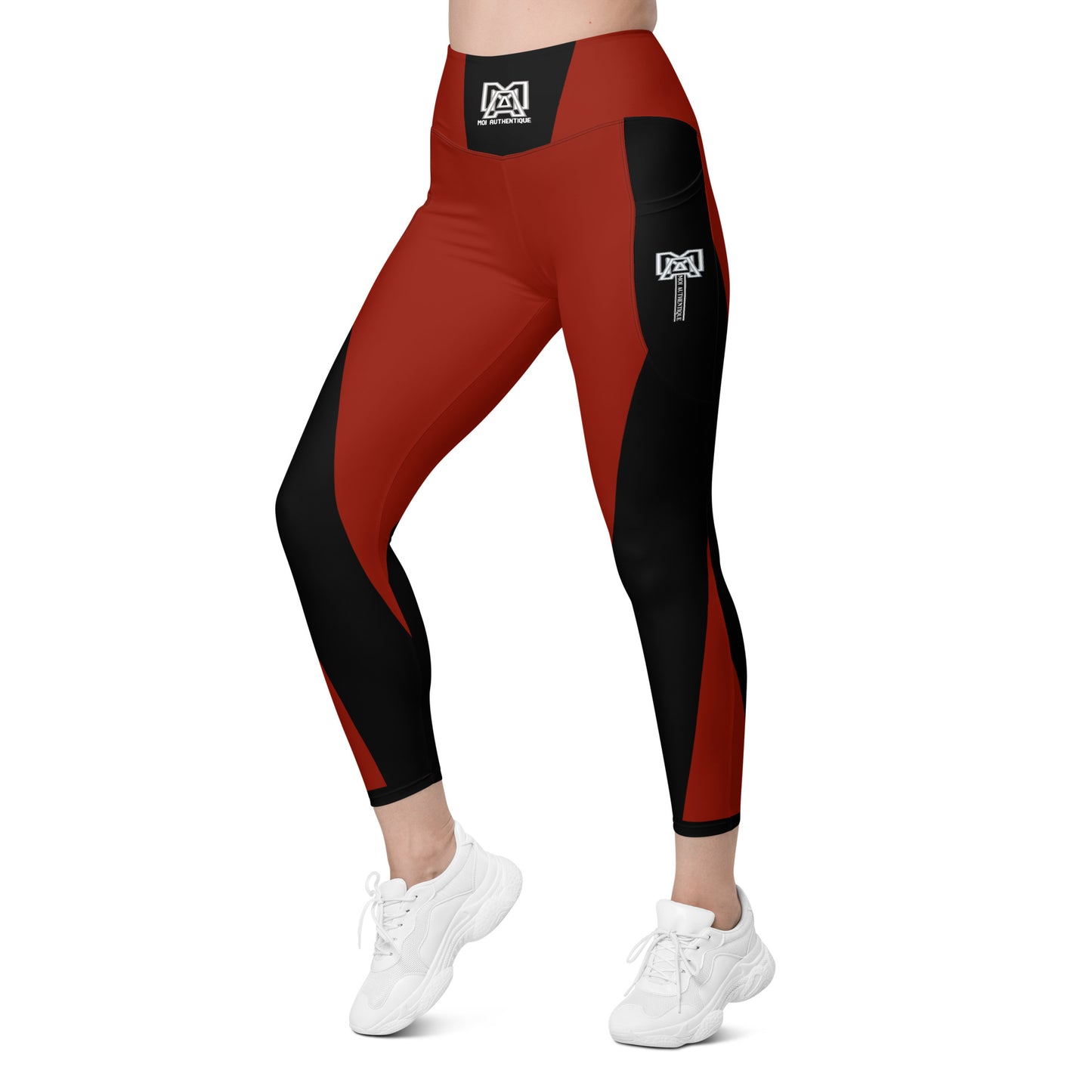 Moi Authentique Classic Red and Black Leggings With Pockets