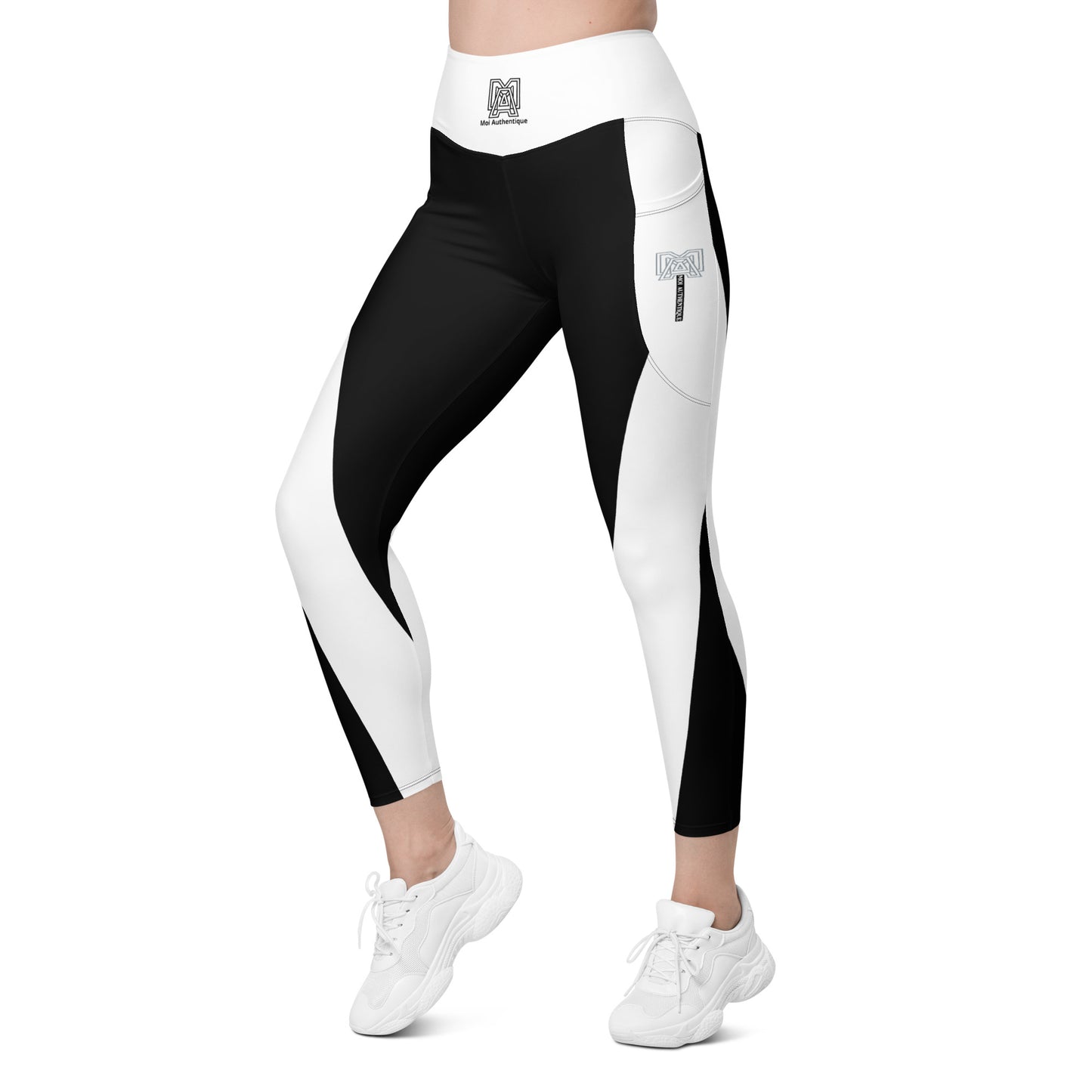 Moi Authentique Classic Black and White Leggings With Pockets