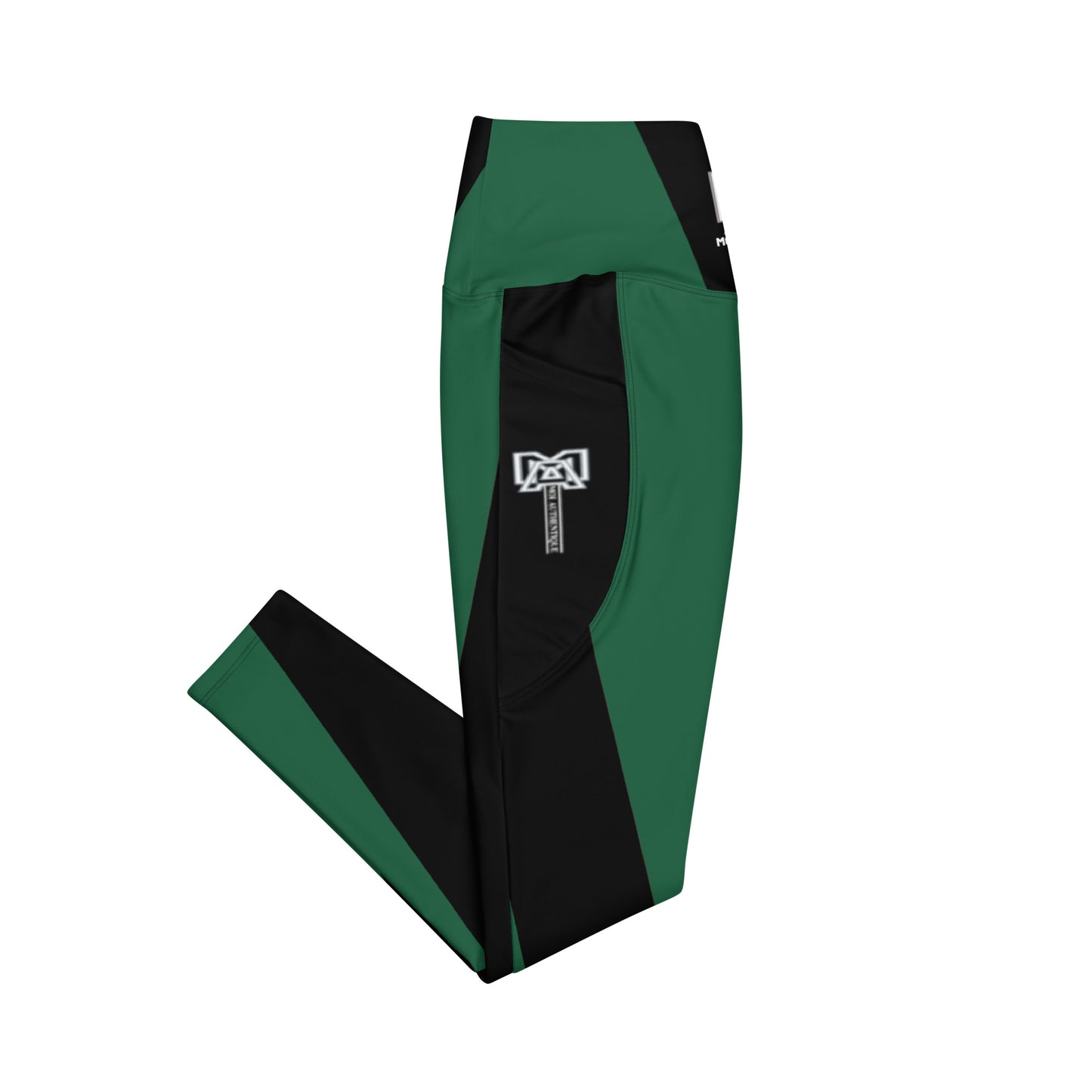 Moi Authentic classic black and green Leggings with pockets