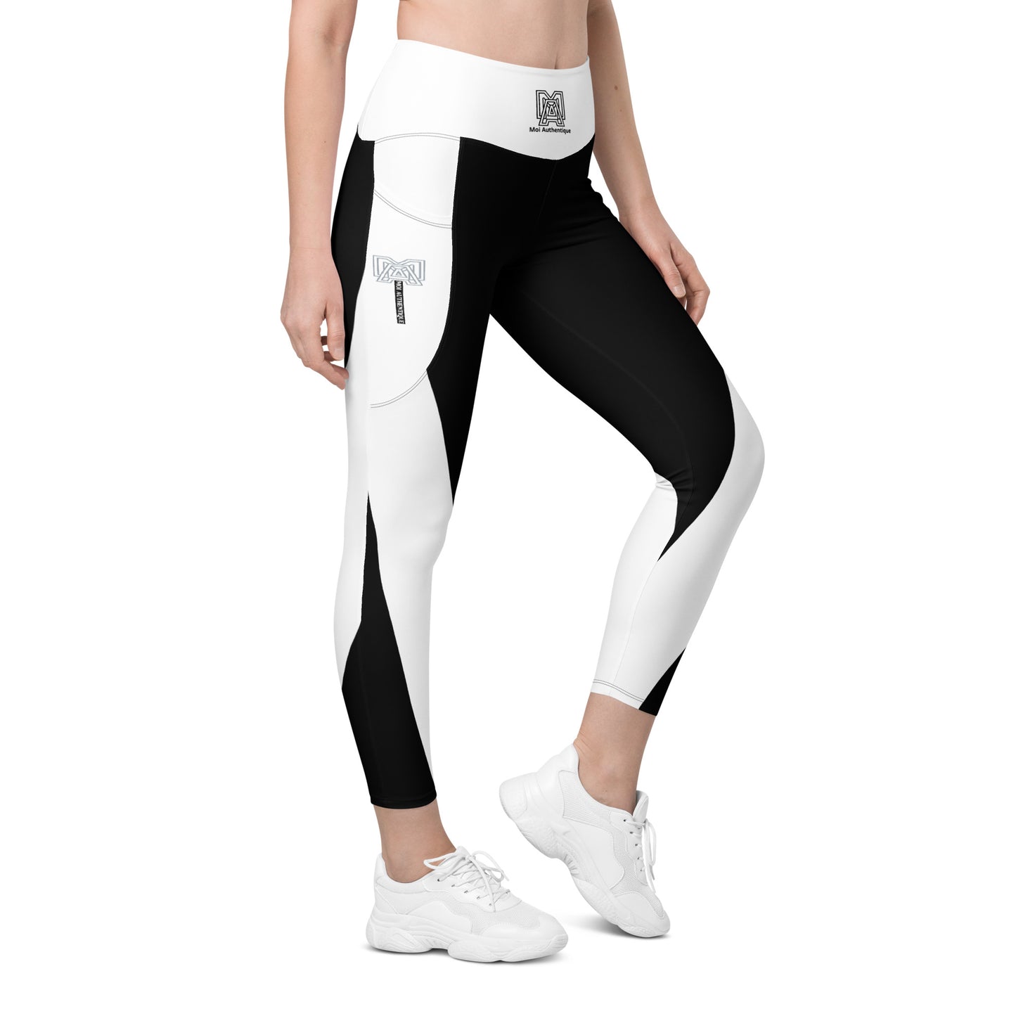 Moi Authentique Classic Black and White Leggings With Pockets